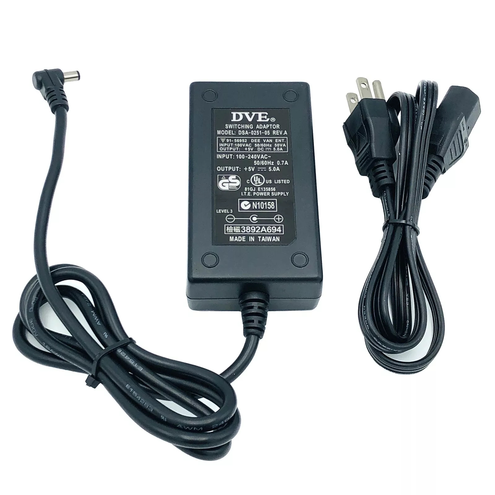 UL Listed DVE DSA-0151F-05 5V 2.6A 13W Power Adapter US Plug for LED & Security Cameras